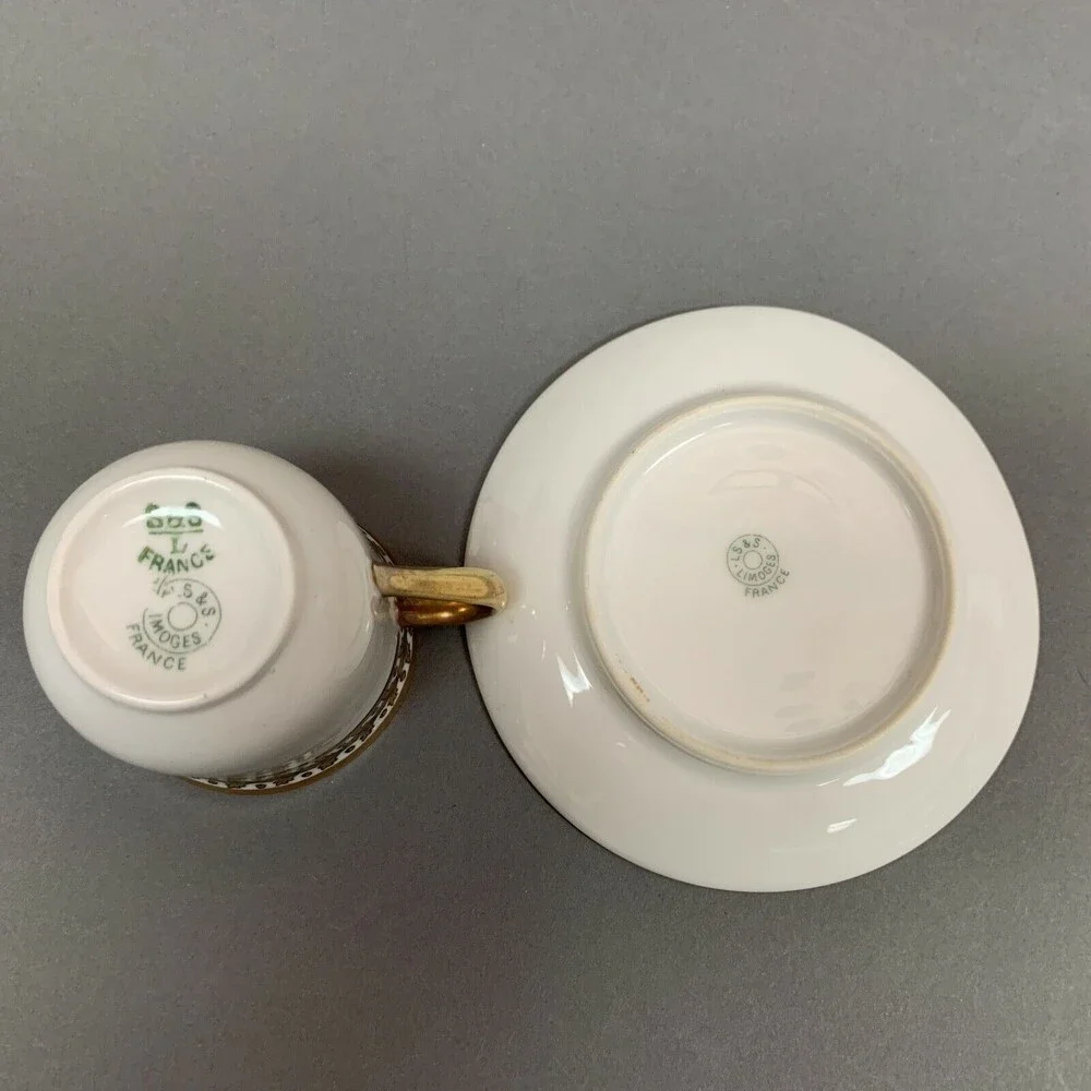 L S &‎ S Limoges France White Gold Trim Cup and Saucer Set